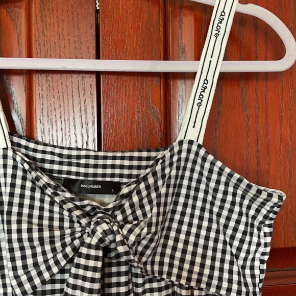Hallhuber Amore Gingham Jersey Top - Picture 5 of 6